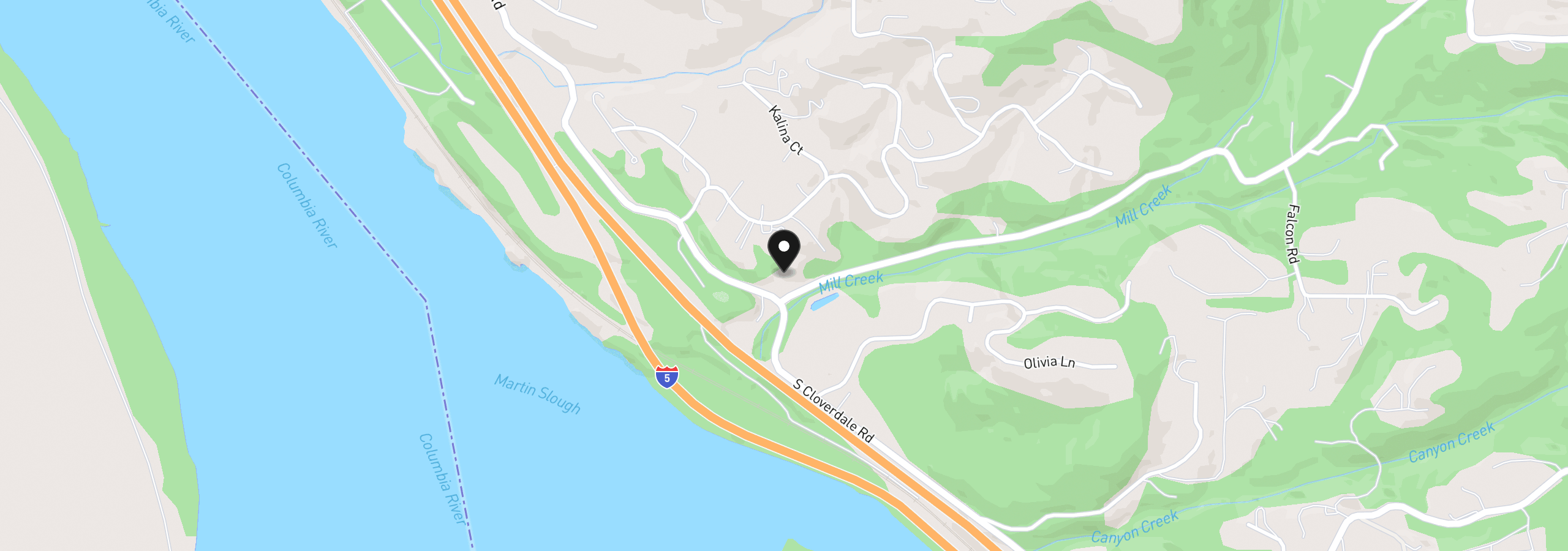 Map showing the location of 174 Daves View Dr, Kalama, Wa 98625