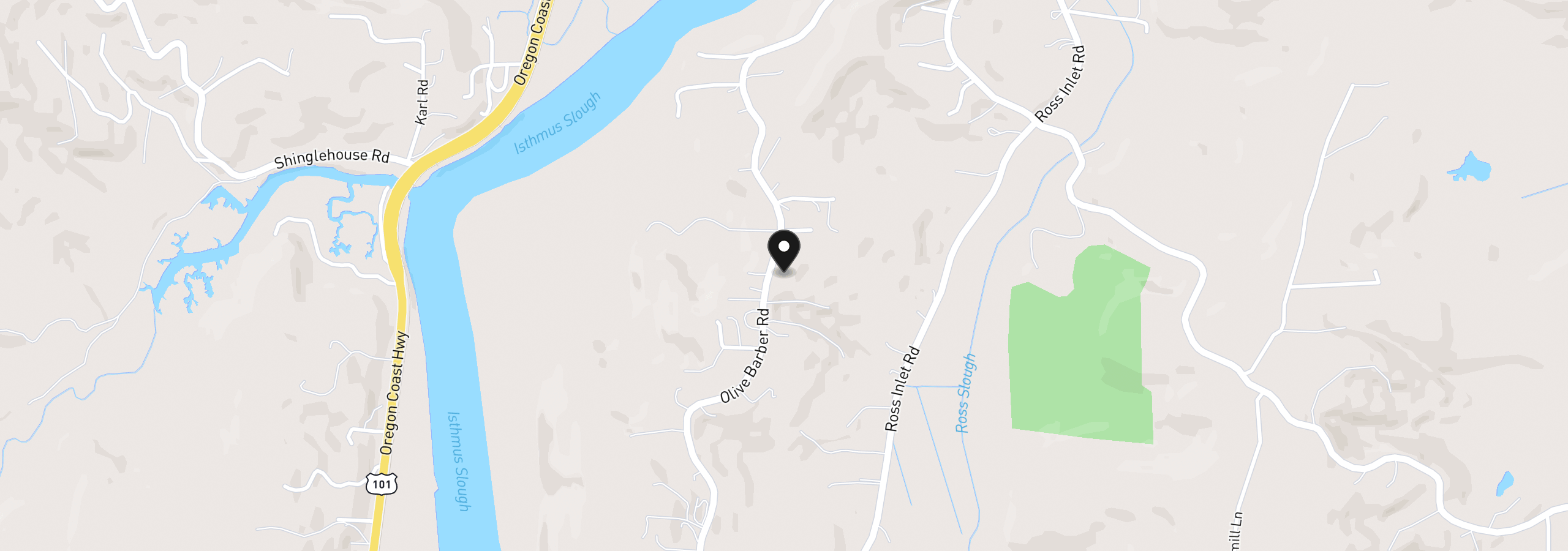 Map showing the location of 62361 Olive Barber Rd, Coos Bay, OR 97420