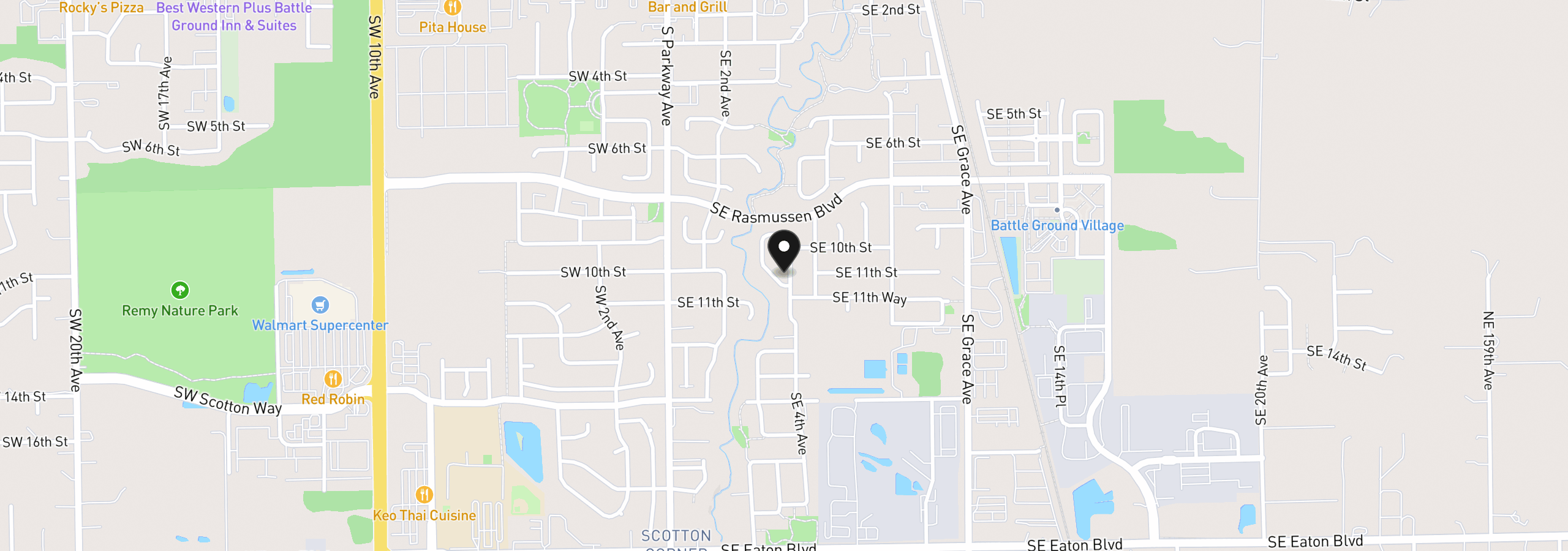 Map showing the location of 1100 SE 4th Ave, Battle Ground, Wa 98604