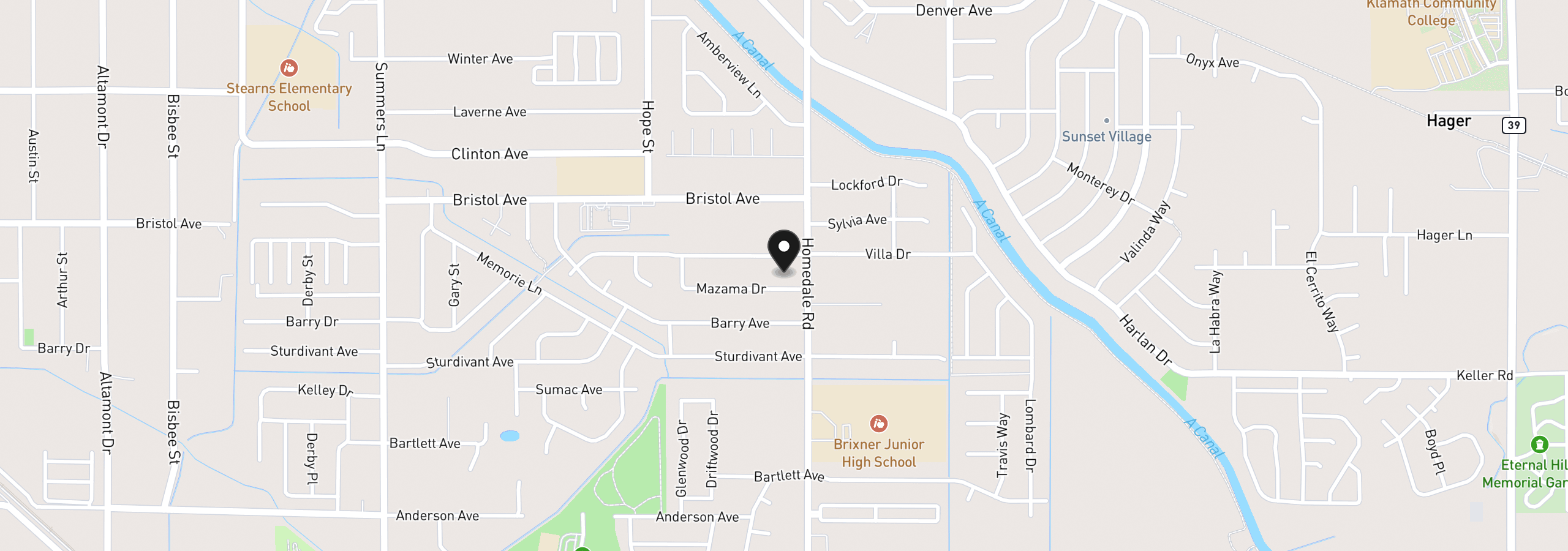 Map showing the location of 5313 Mazama Dr, Klamath Falls, OR 97603
