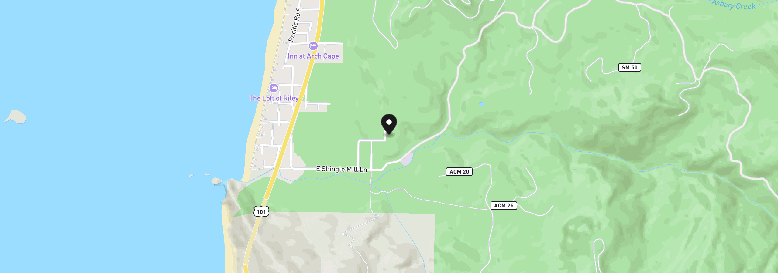 Map showing the location of 0 Walsh Ln, Arch Cape, OR 97102