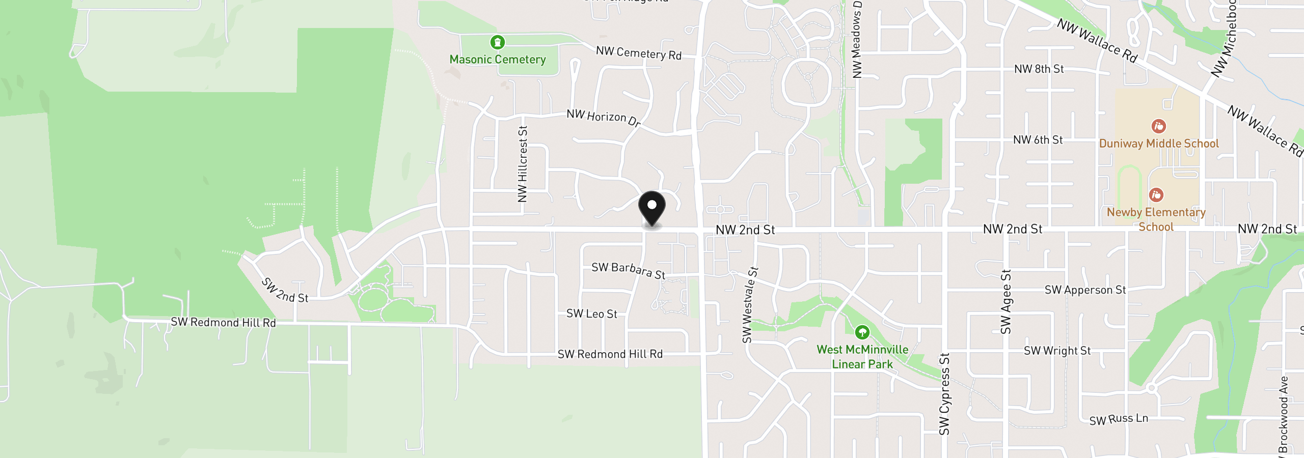 Map showing the location of 2387 SW Leo St, McMinnville, OR 97128