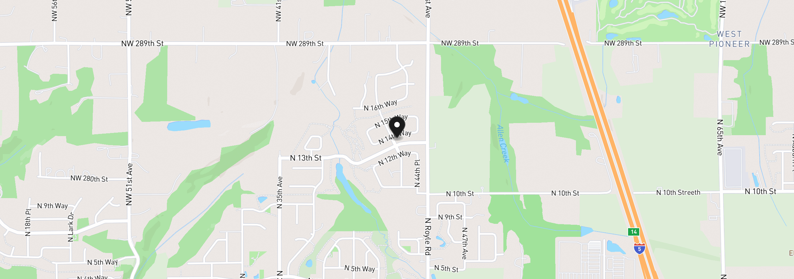 Map showing the location of 4303 N 14th Way, Ridgefield, Wa 98642