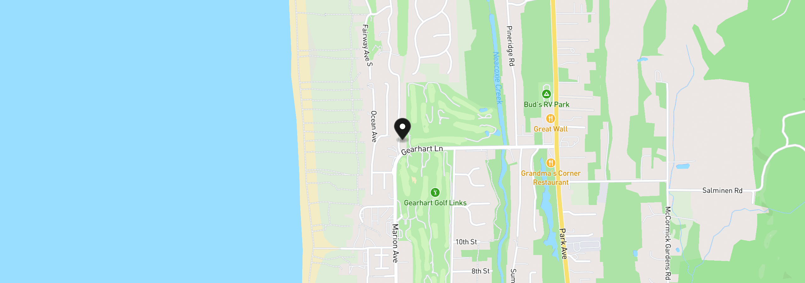 Map showing the location of 1729 Gearhart Green Dr 503, Gearhart, OR 97138