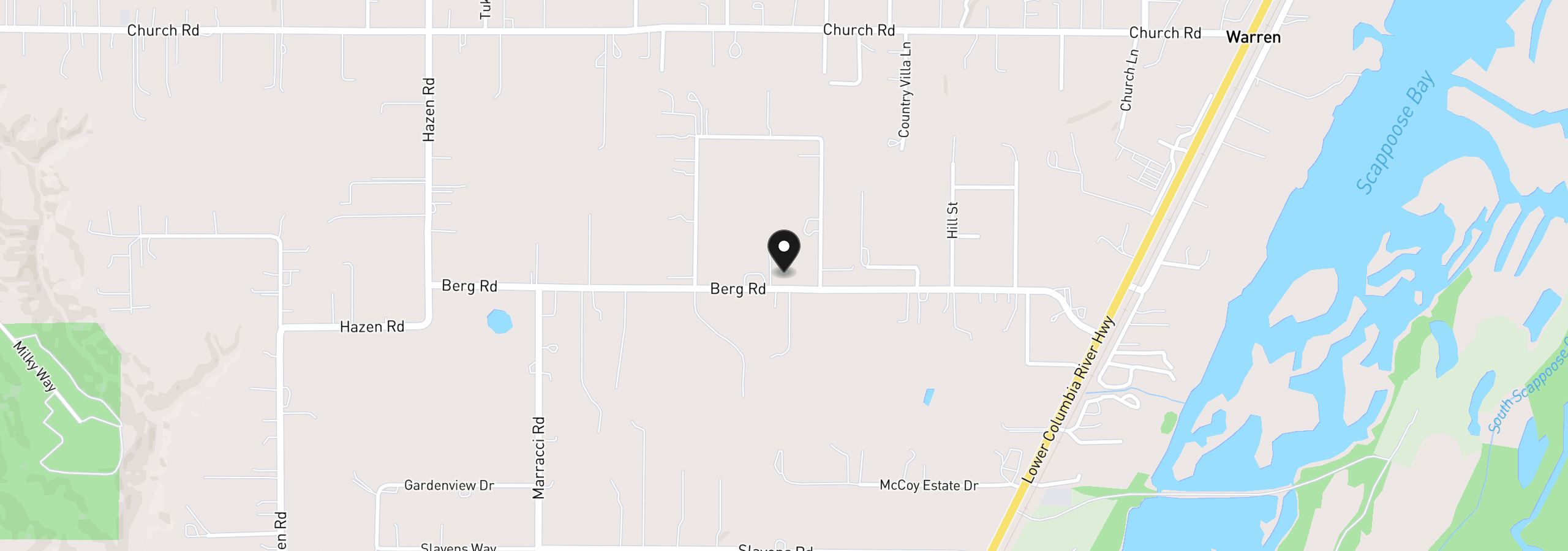 Map showing the location of 34085 Berg Rd, Warren, OR 97053