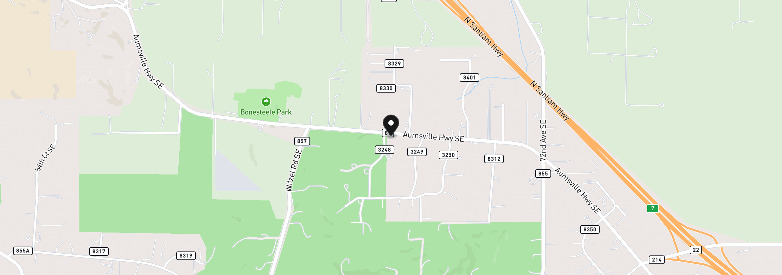 Map showing the location of 6690 Aumsville Hwy, Salem, OR 97317