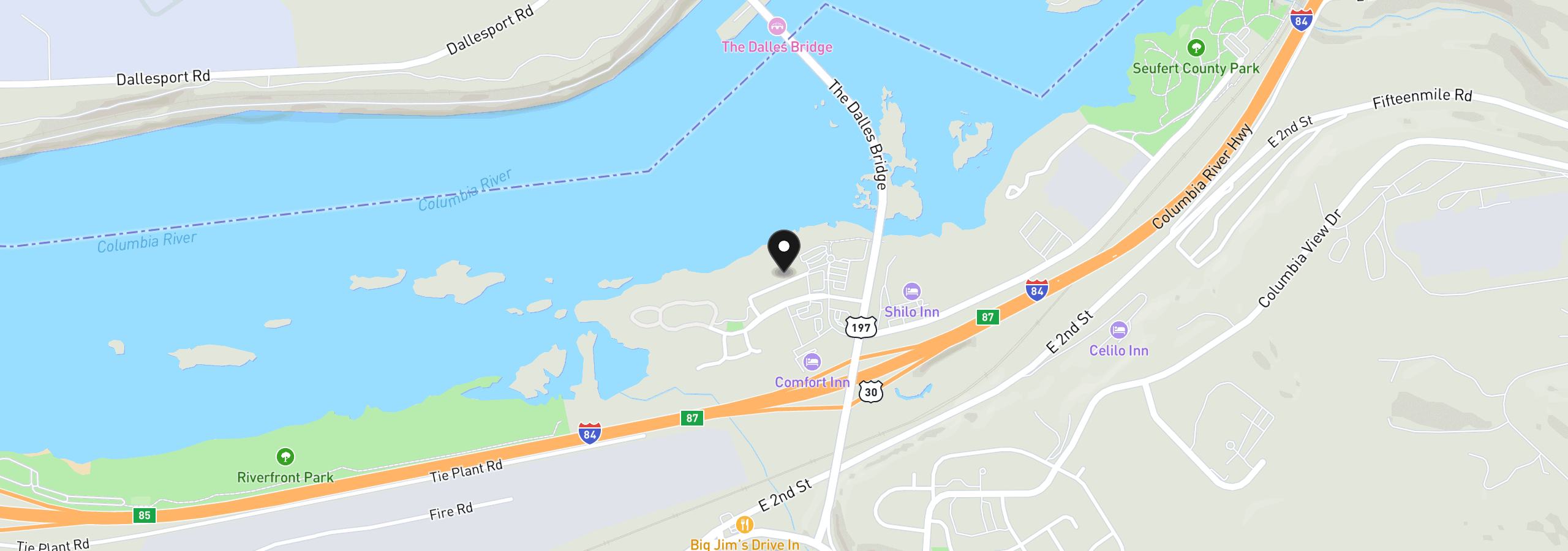 Map showing the location of 260 Lone Pine Ln 8, The Dalles, OR 97058