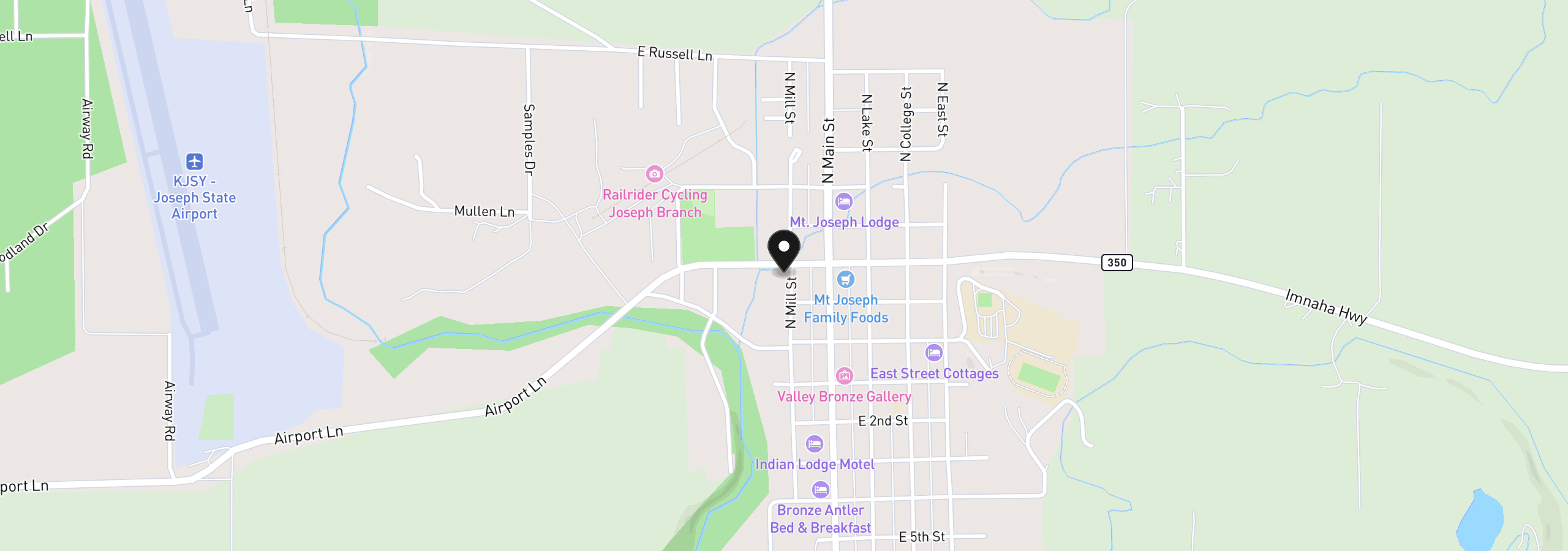 Map showing the location of Mill Street, Joseph, OR 97846