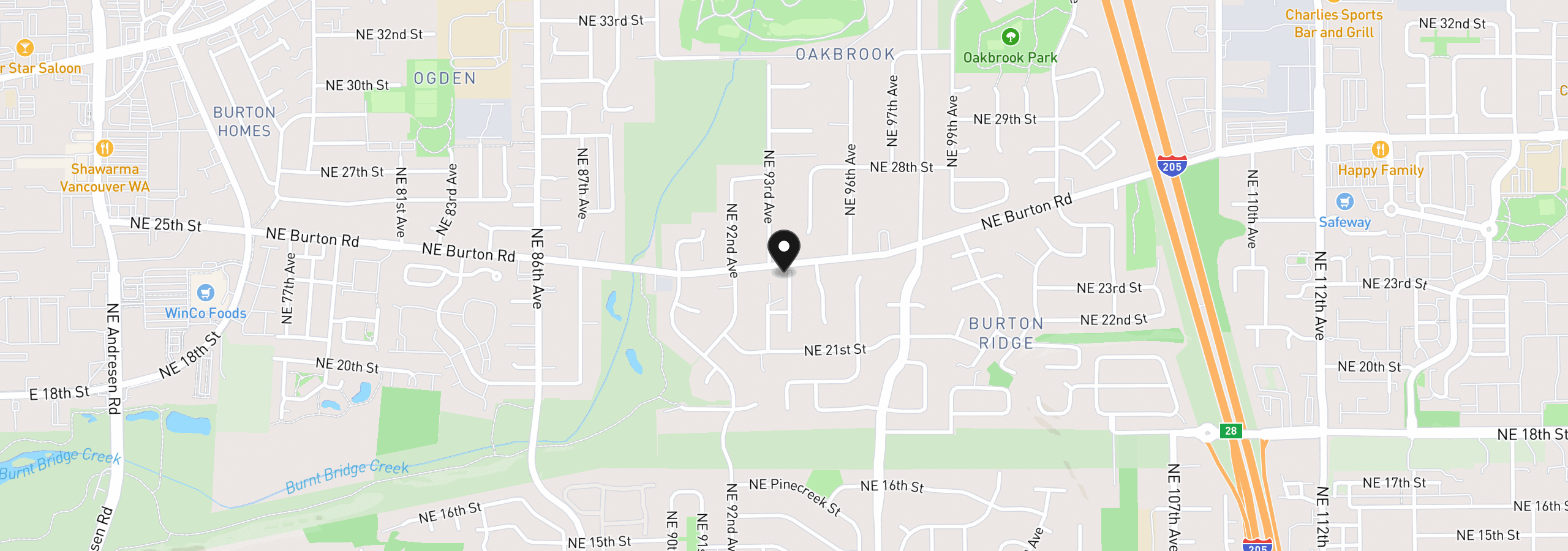 Map showing the location of 2308 NE 94th Ct, Vancouver, Wa 98664