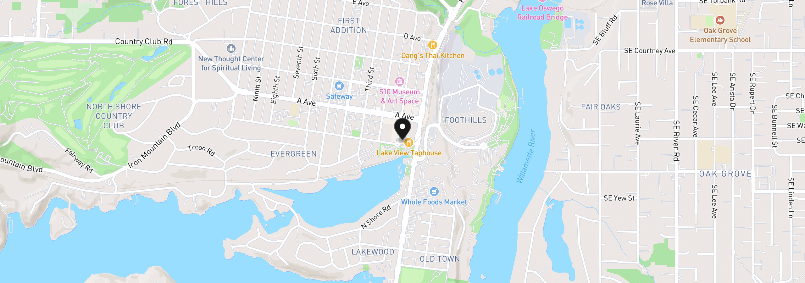 Map showing the location of 311 E Ave 7, Lake Oswego, OR 97034