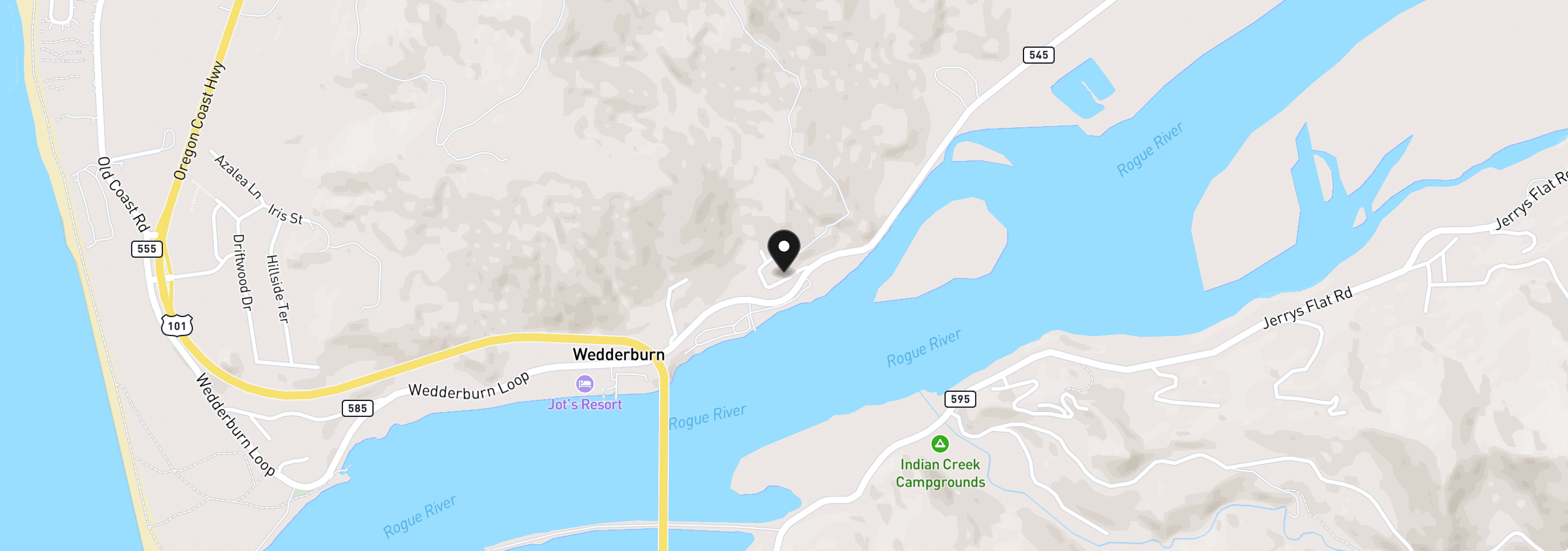 Map showing the location of 316 Hume, Gold Beach, OR 97444