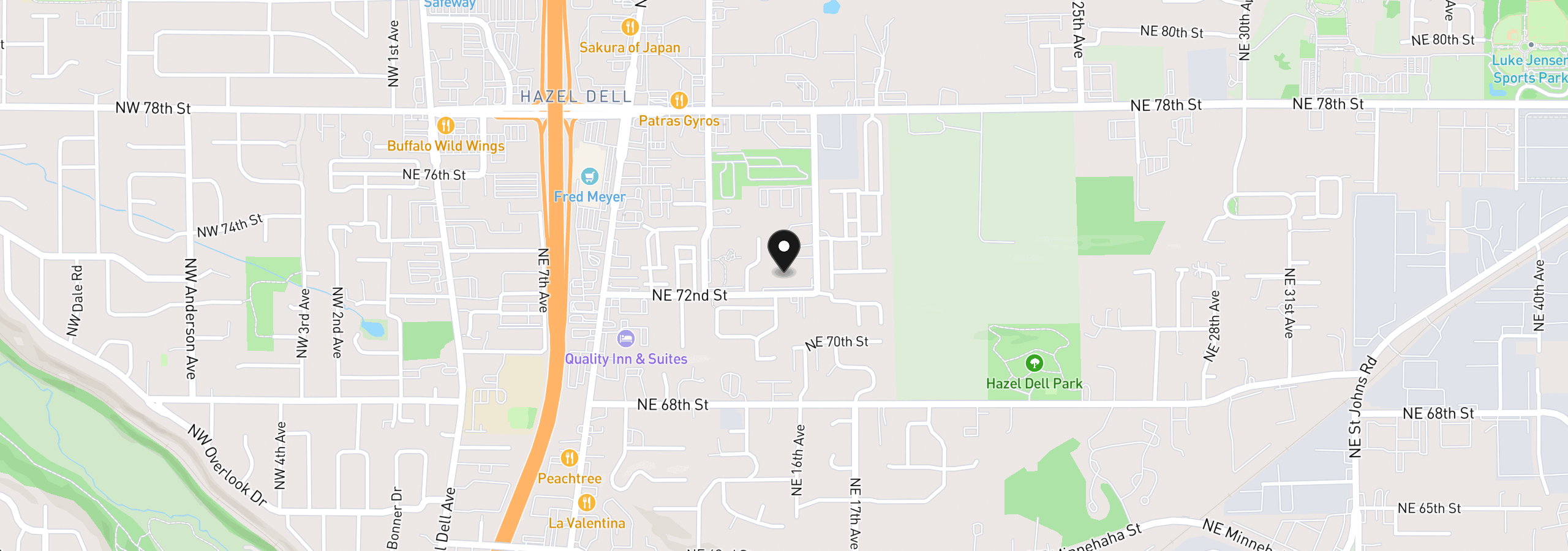 Map showing the location of 7306 NE 16th Ave, Vancouver, Wa 98665