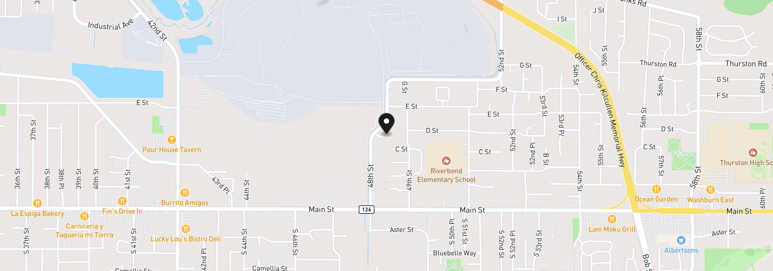 Map showing the location of 477 48th St, Springfield, OR 97478