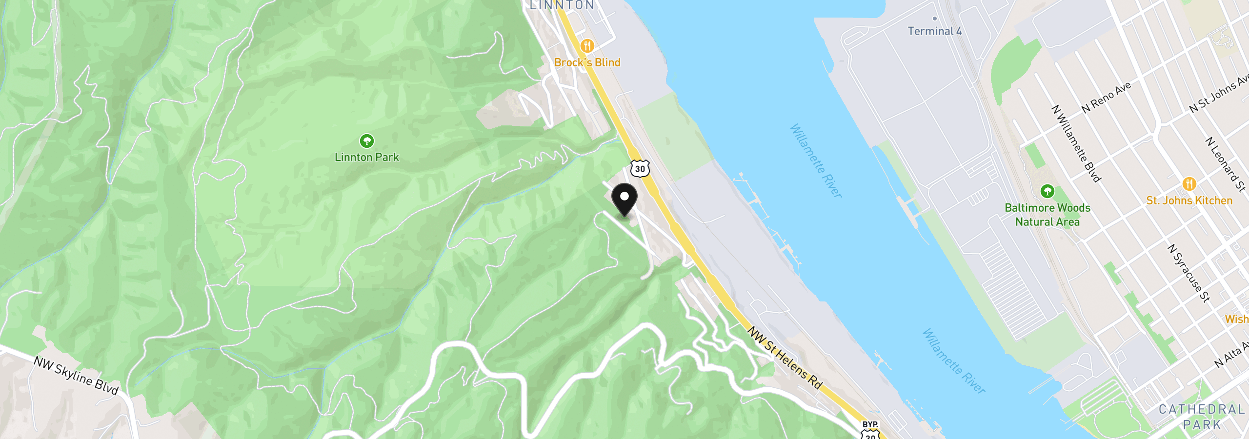 Map showing the location of 9991 NW Wilark Ave W 21&22, Portland, OR 97231