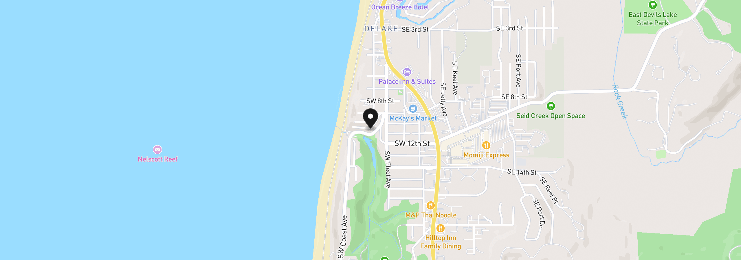Map showing the location of 860 SW 10th St, Lincoln City, OR 97367