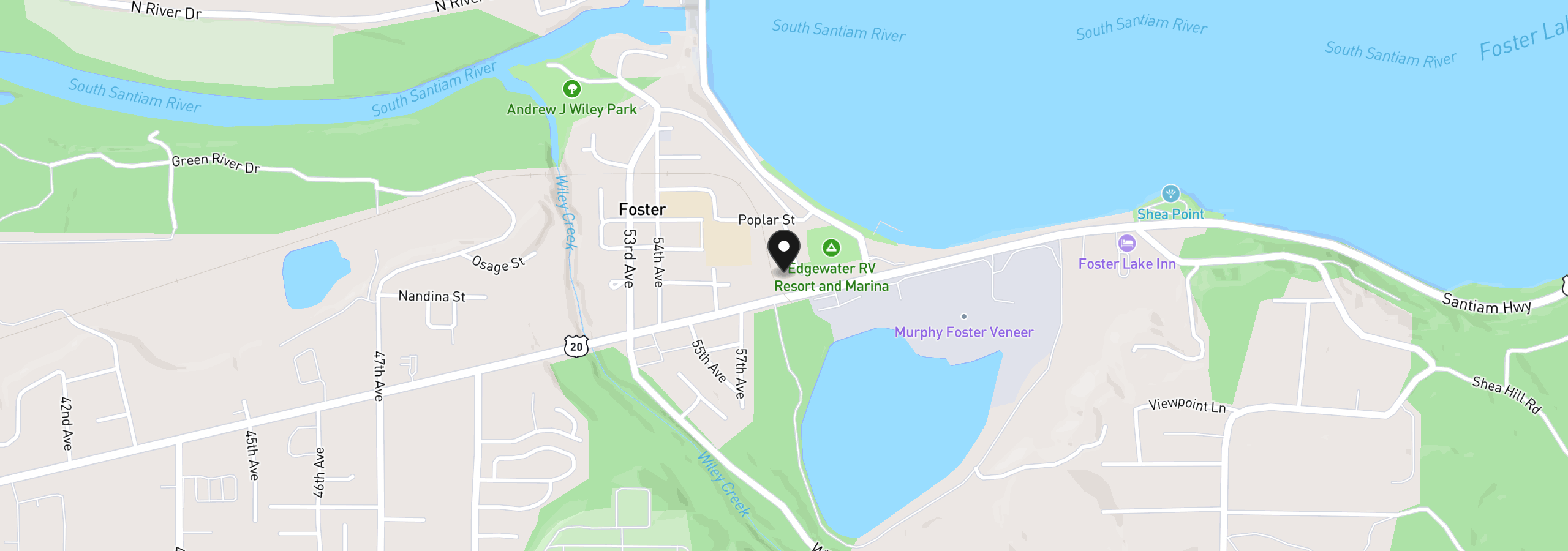Map showing the location of 59th Ave Tl 501, Sweet Home, OR 97386