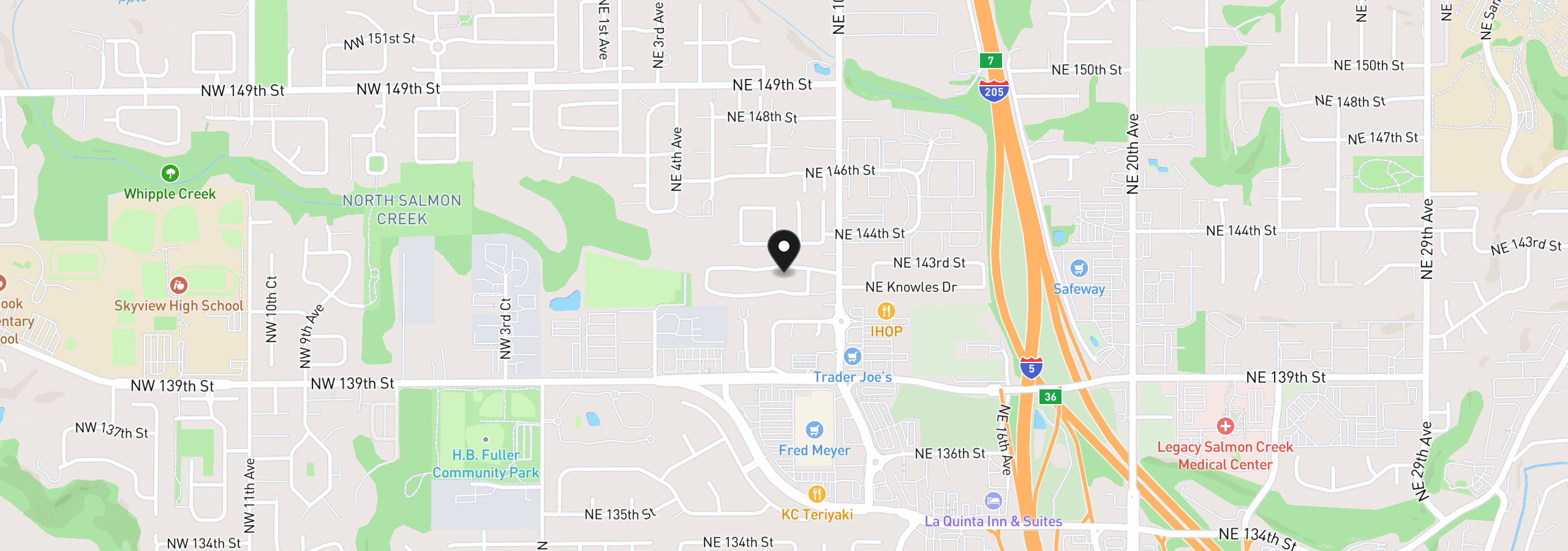 Map showing the location of 14204 NE 10th Ave #9, Vancouver, Wa 98685