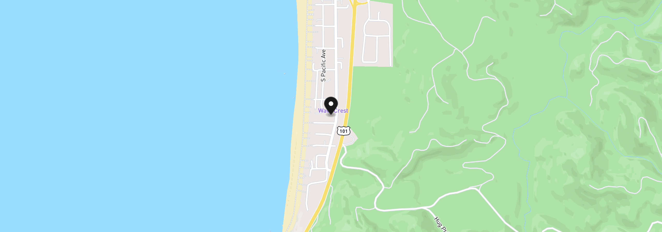 Map showing the location of 4088 S Hemlock St, Cannon Beach, OR 97110
