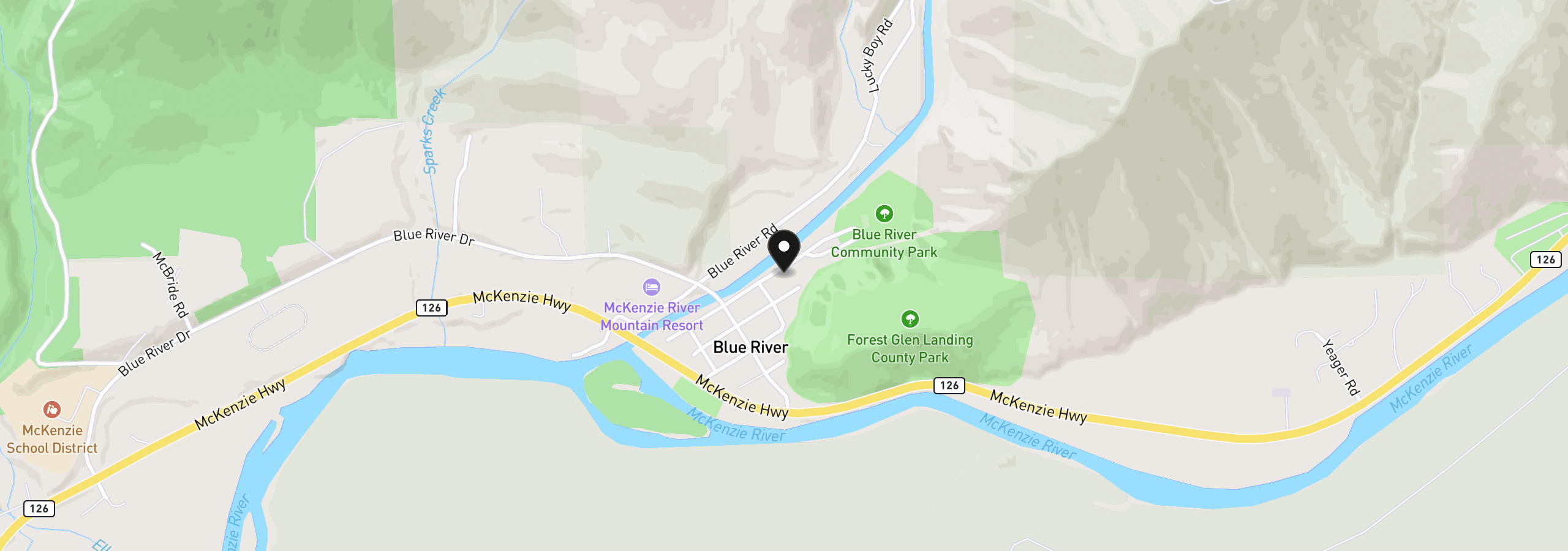 Map showing the location of 51800 Rose St 2, Blue River, OR 97413