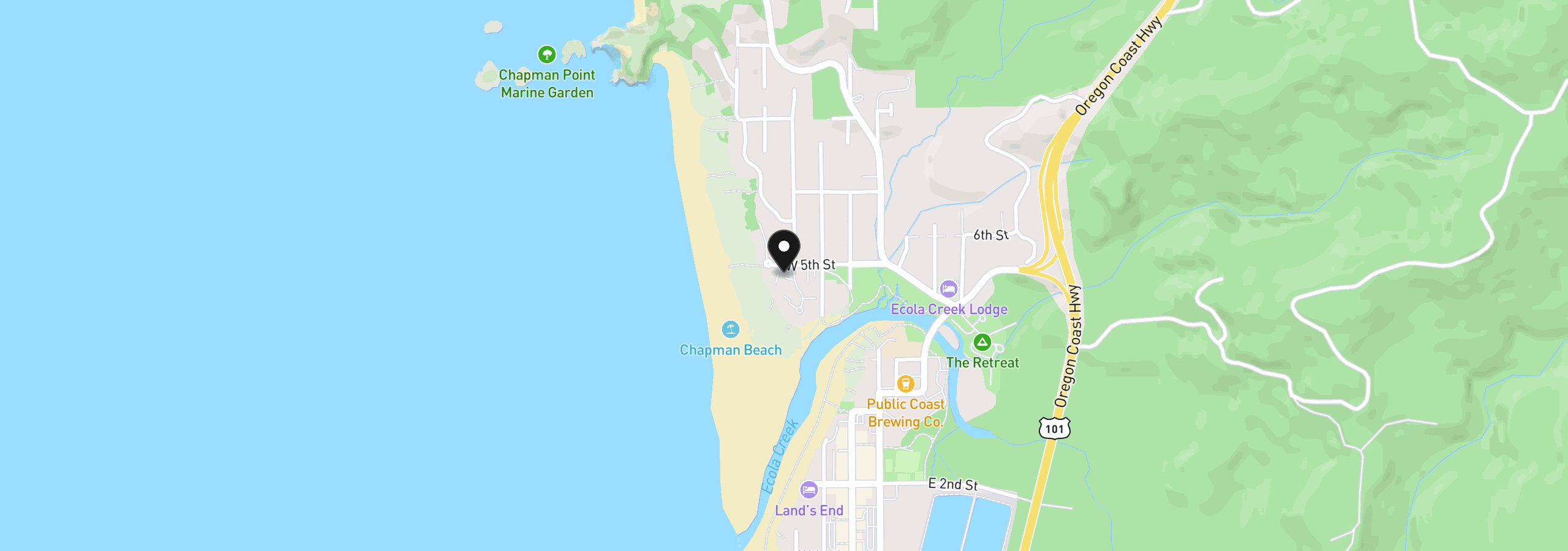 Map showing the location of 101 N Breakers Point Dr #101, Cannon Beach, OR 97110