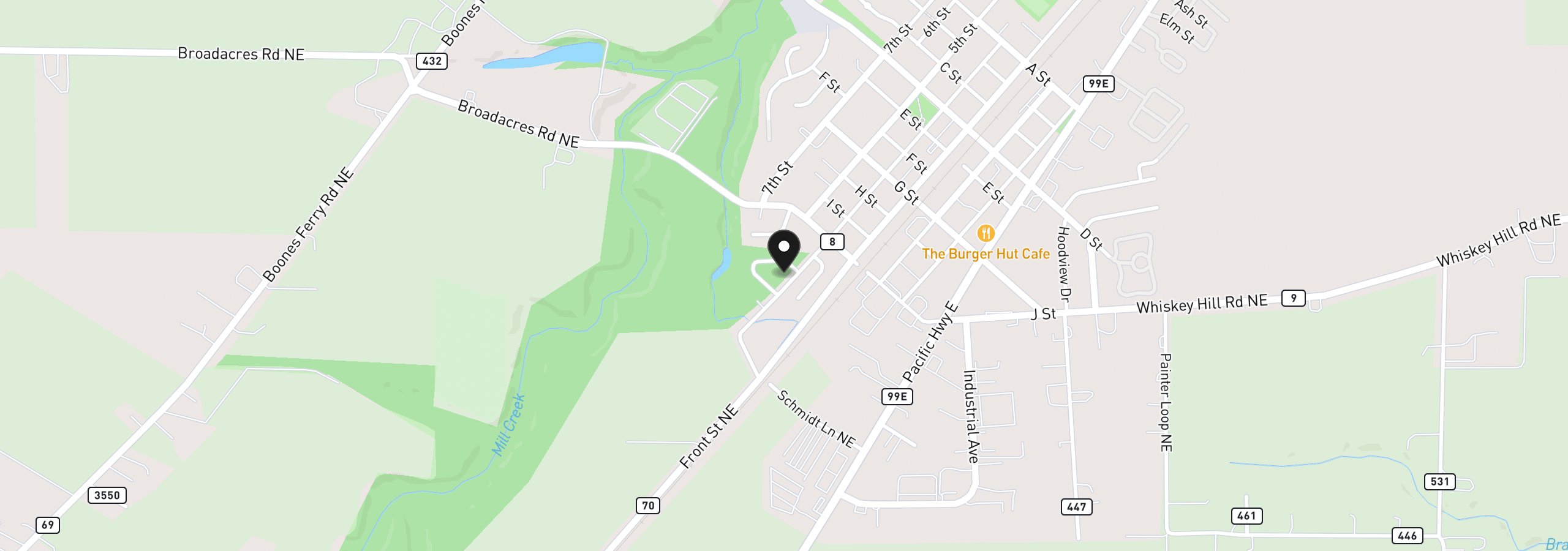 Map showing the location of 2893 4th St, Hubbard, OR 97032