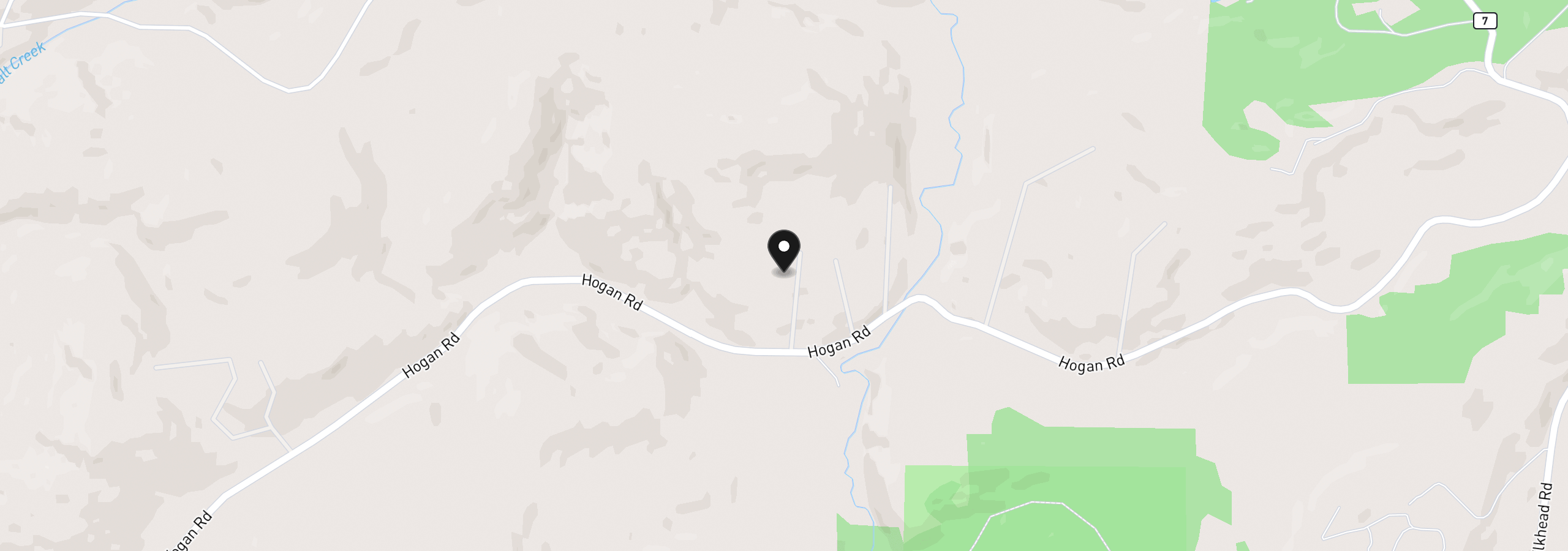 Map showing the location of 3450 Hogan Rd, Oakland, OR 97462
