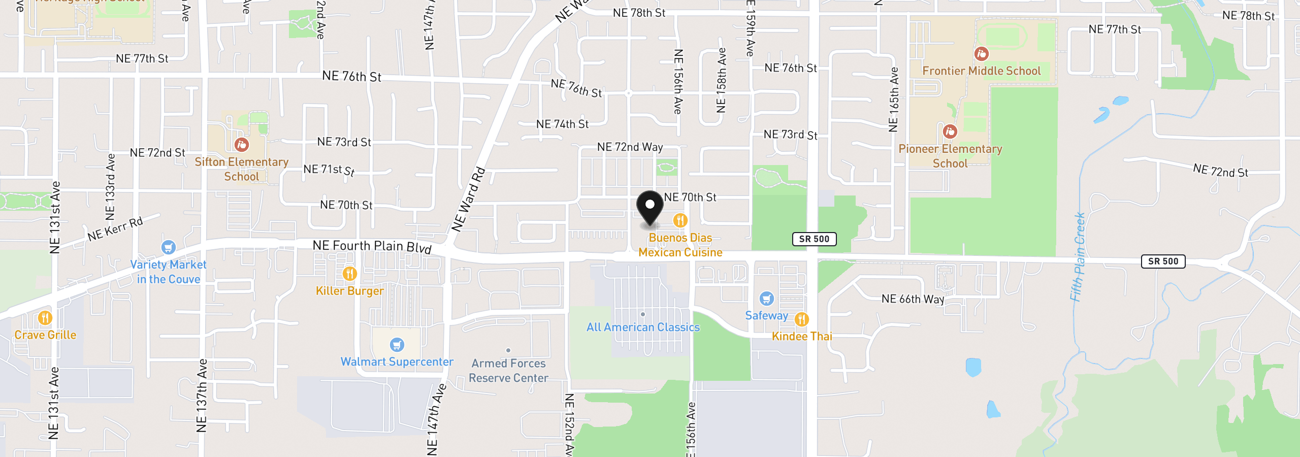 Map showing the location of 15620 NE Fourth Plain Blvd, Vancouver, Wa 98682