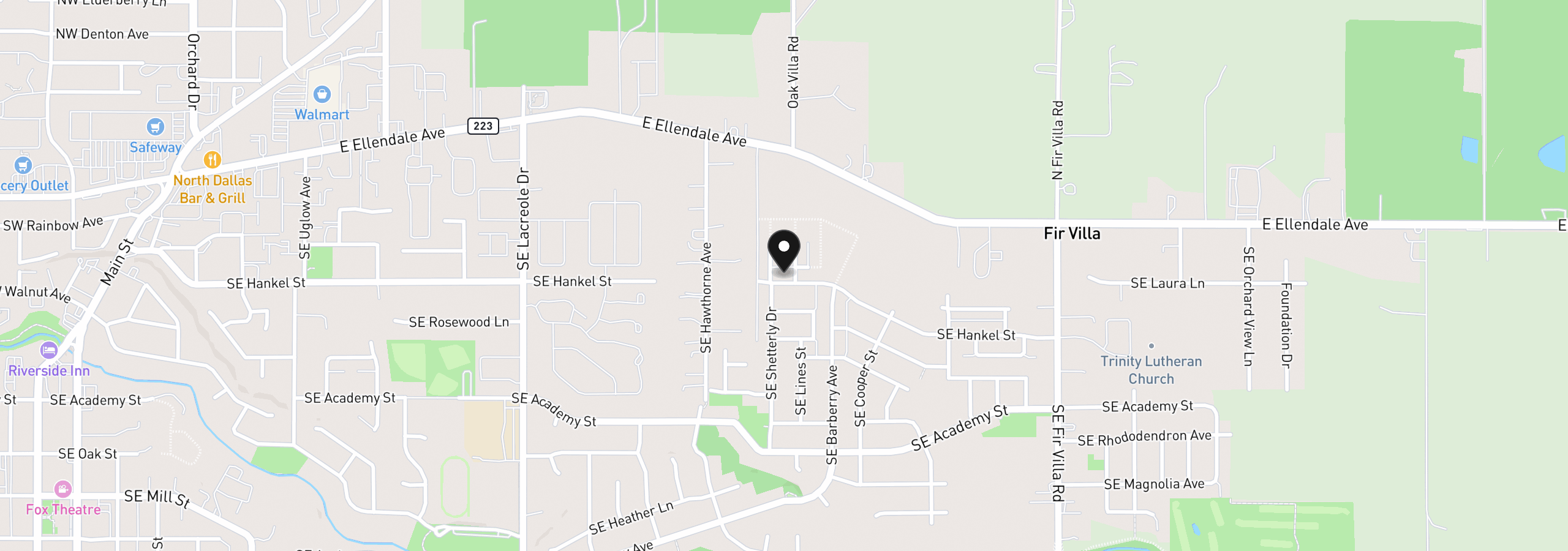 Map showing the location of 1426 SE Hankel St, Dallas, OR 97338