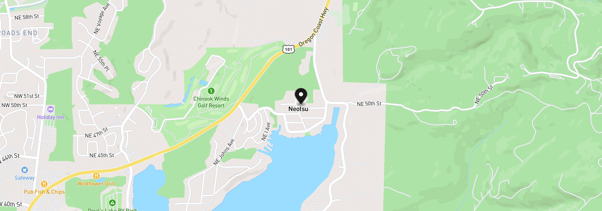 Map showing the location of 5053 NE 50th St, Neotsu, OR 97364