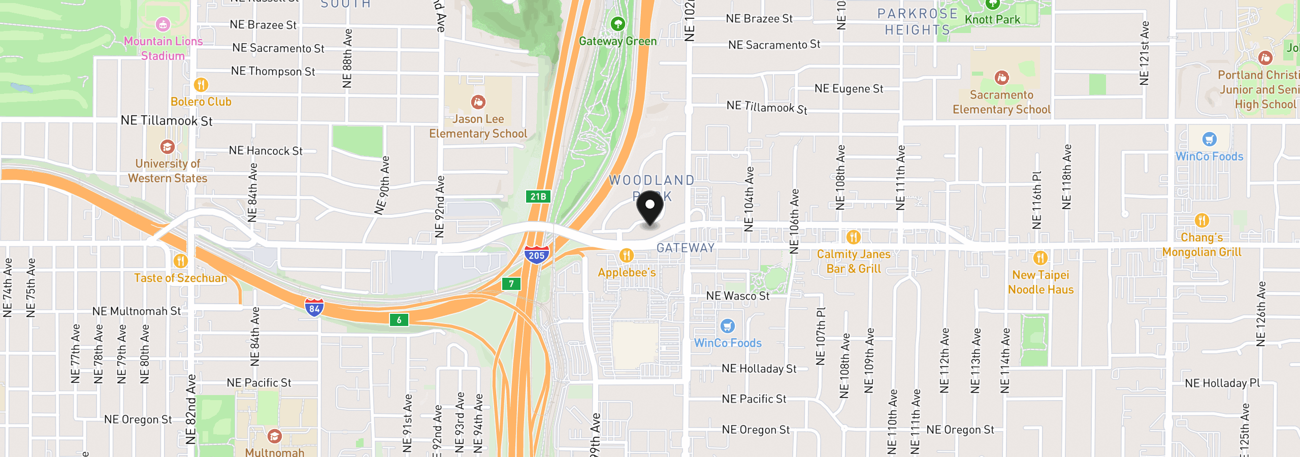 Map showing the location of 10054 NE Weidler St, Portland, OR 97220