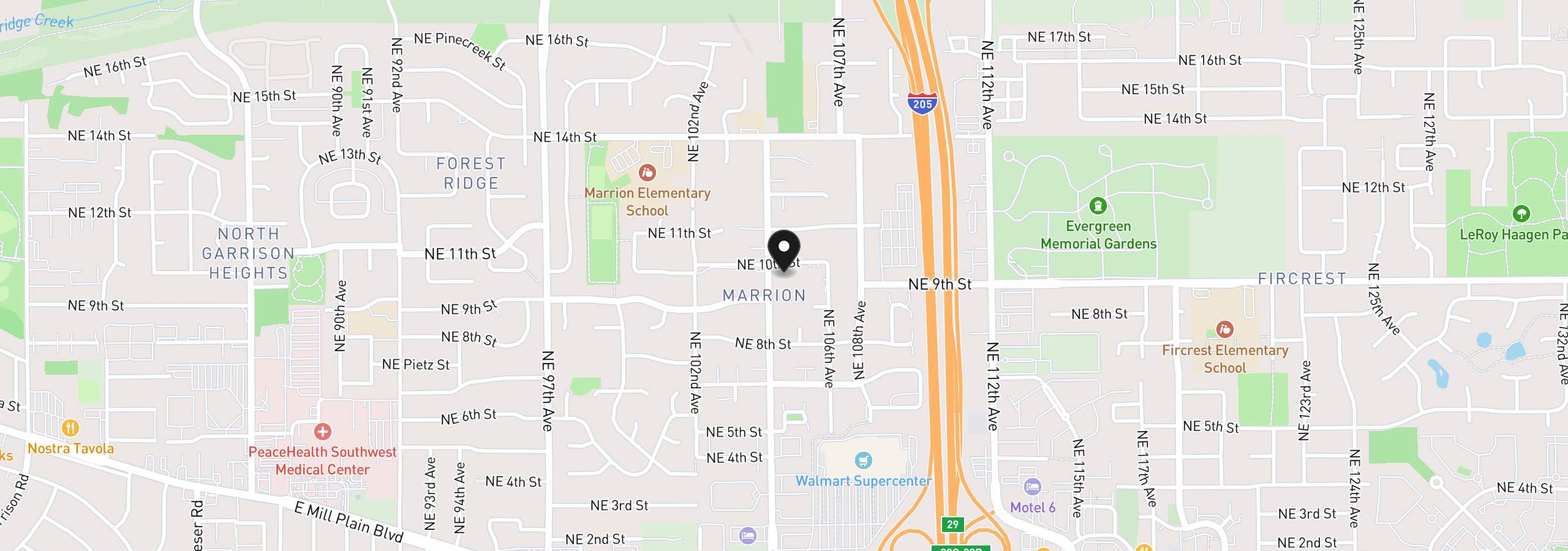 Map showing the location of 10609 NE 10th St, Vancouver, Wa 98664