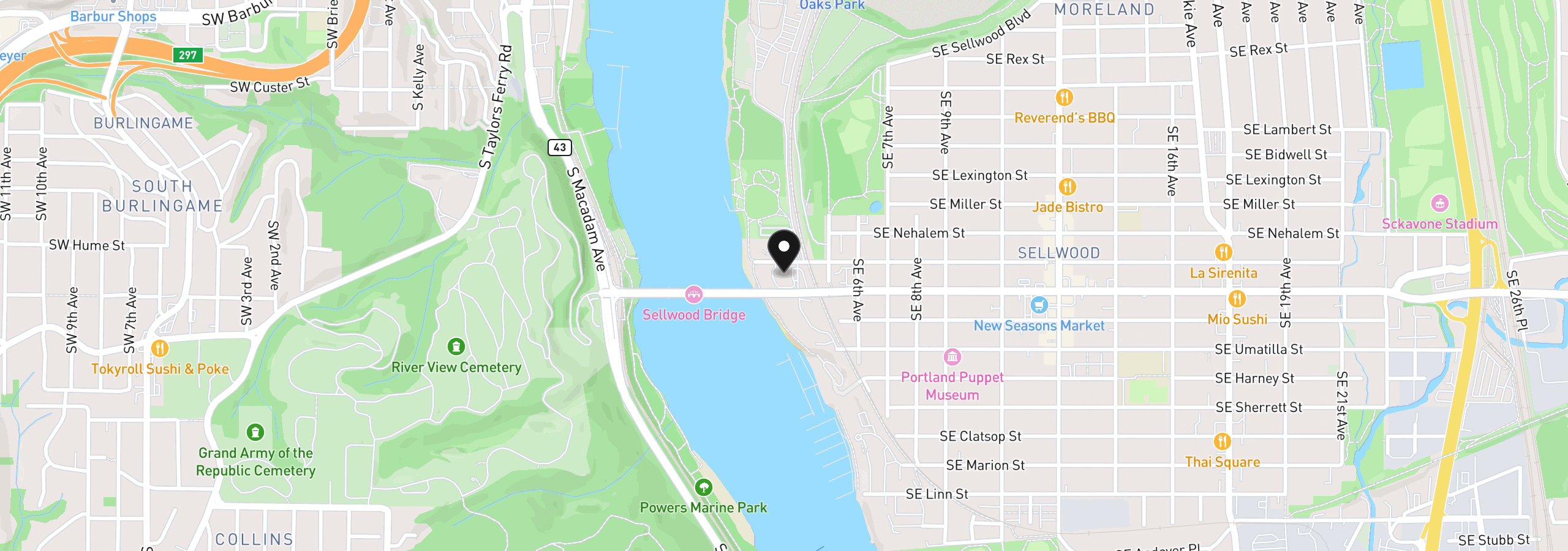 Map showing the location of 196 SE Spokane st 110, Portland, OR 97035
