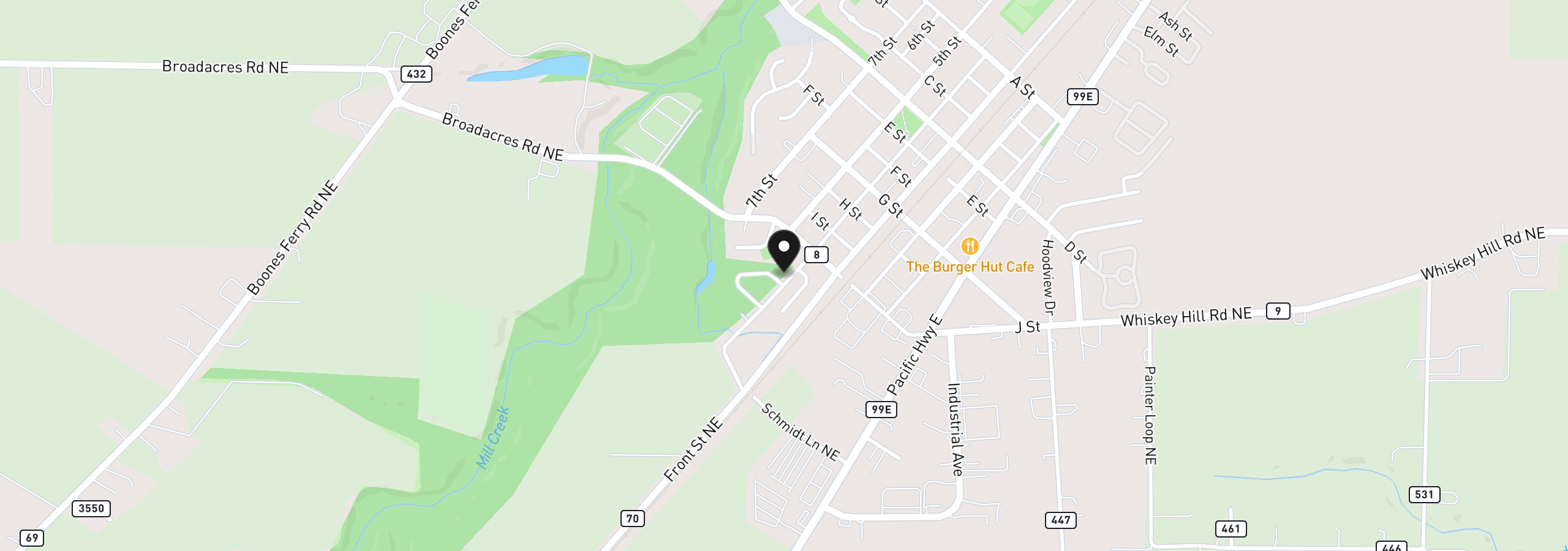 Map showing the location of 2621 N Lydia Loop, Hubbard, OR 97032