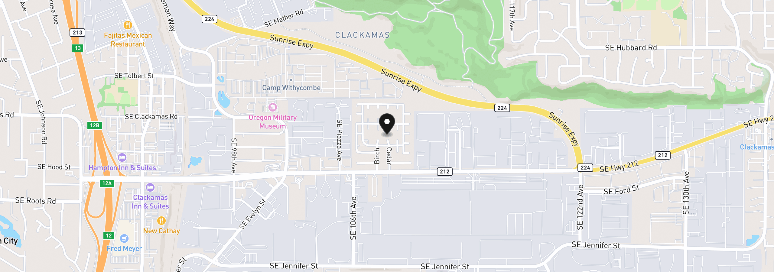 Map showing the location of 10701 SE Highway 212 C4, Clackamas, OR 97015