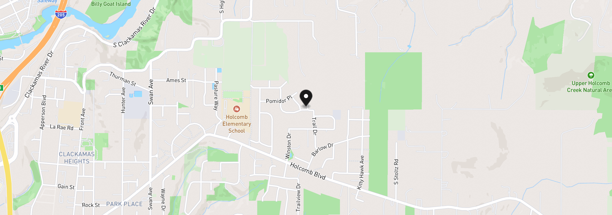 Map showing the location of 16090 Kaylyn Dr, Oregon City, OR 97045