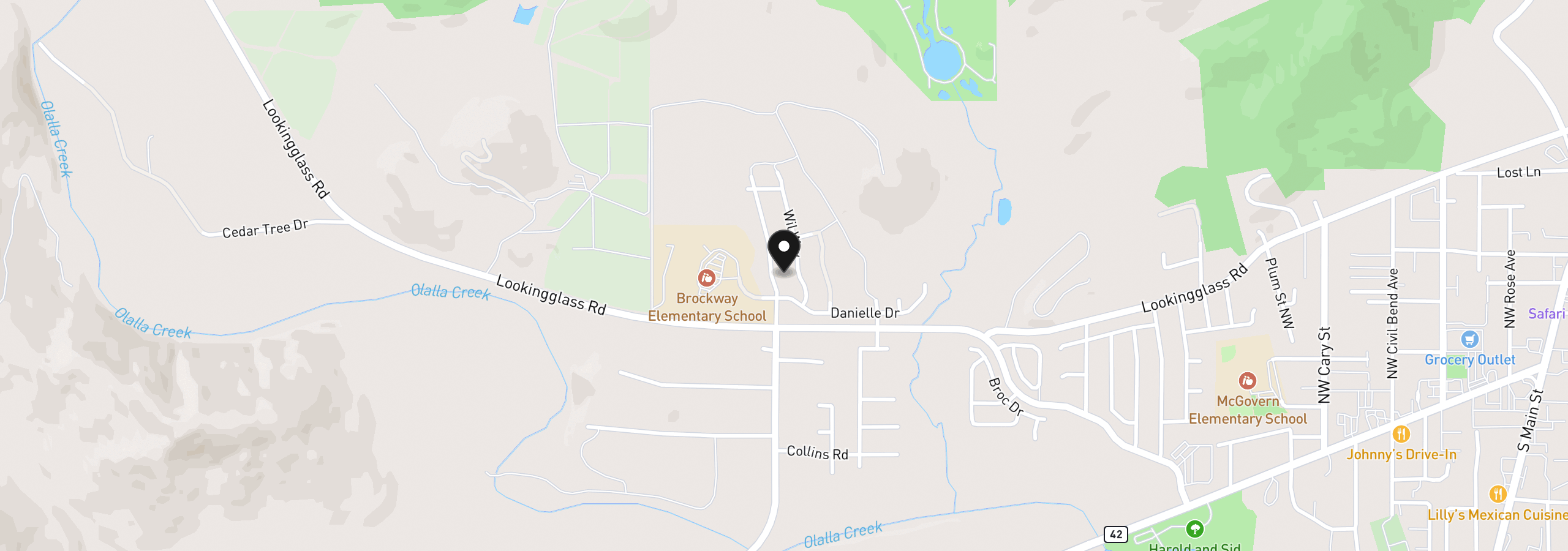 Map showing the location of 160 Wil Way, Winston, OR 97496