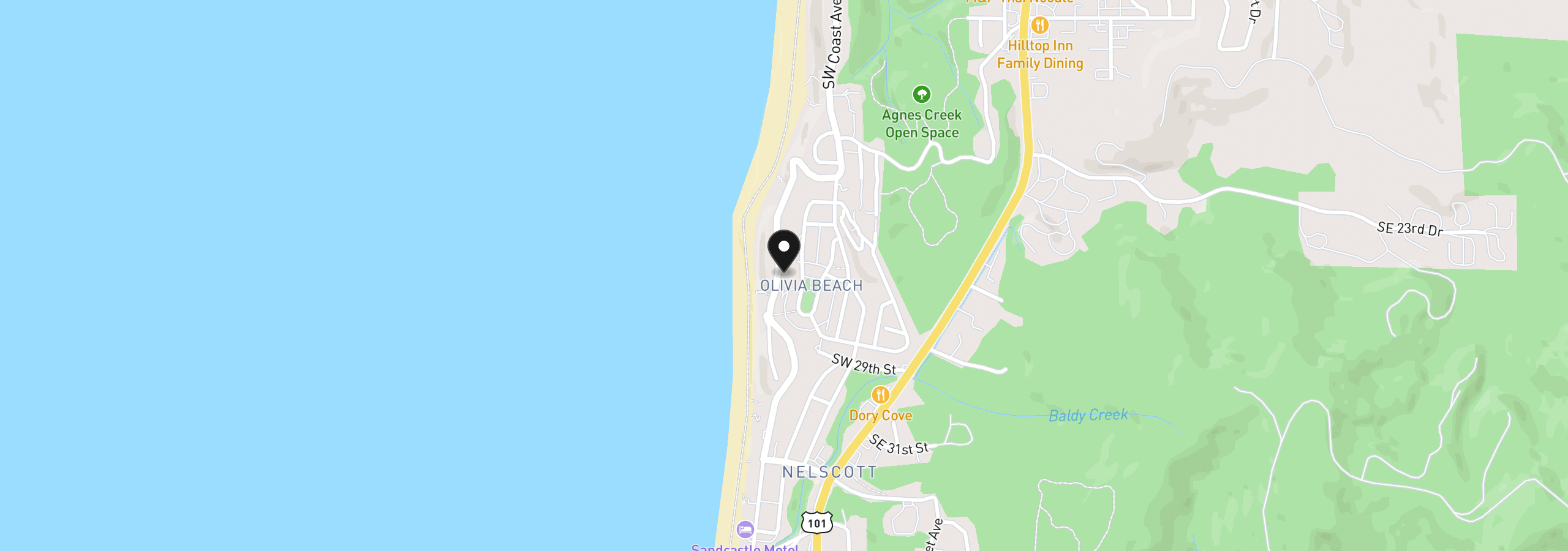 Map showing the location of 2660 SW Anchor Ave, Lincoln City, OR 97367