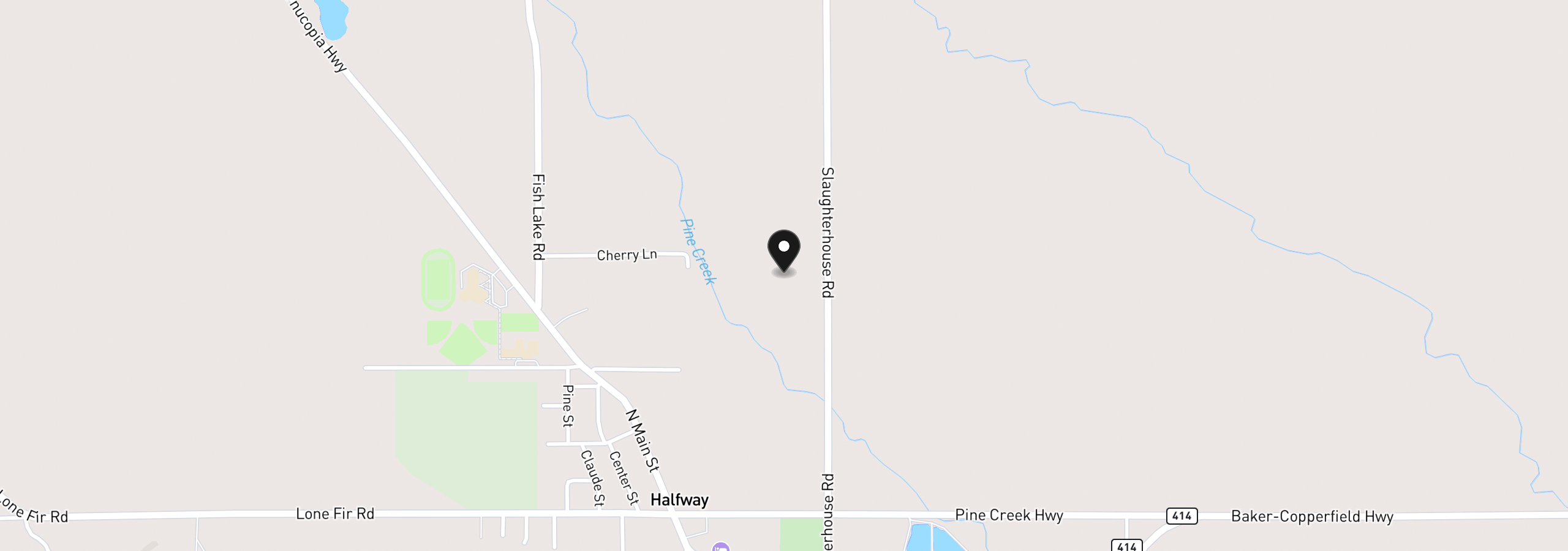Map showing the location of 46198 Slaughterhouse Rd, Halfway, OR 97834