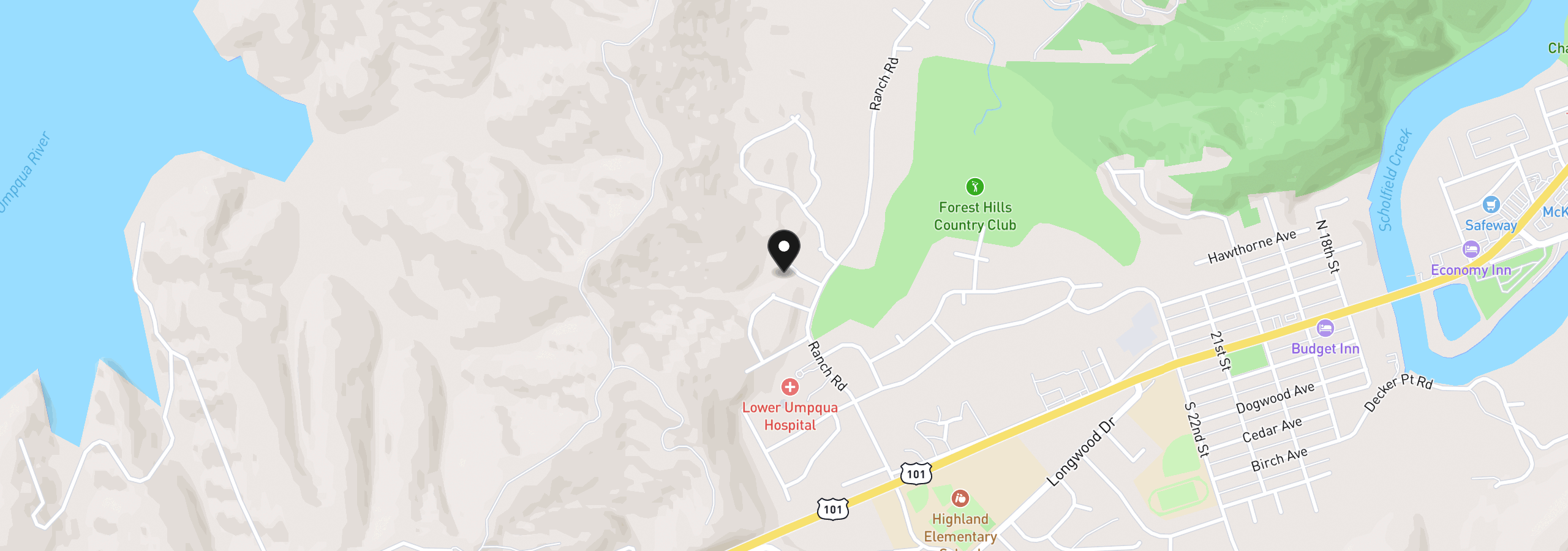 Map showing the location of 142 Swain Ct, Reedsport, OR 97467