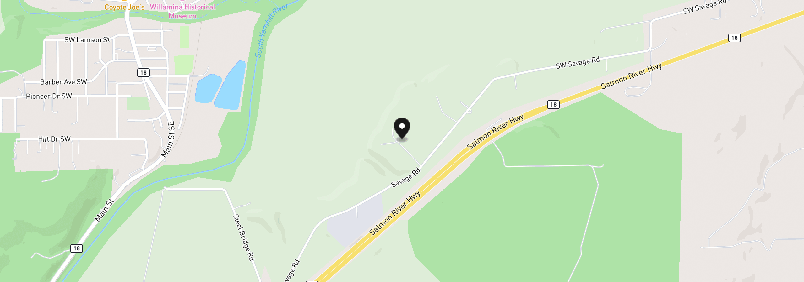 Map showing the location of 21425 Savage Rd, Sheridan, OR 97378
