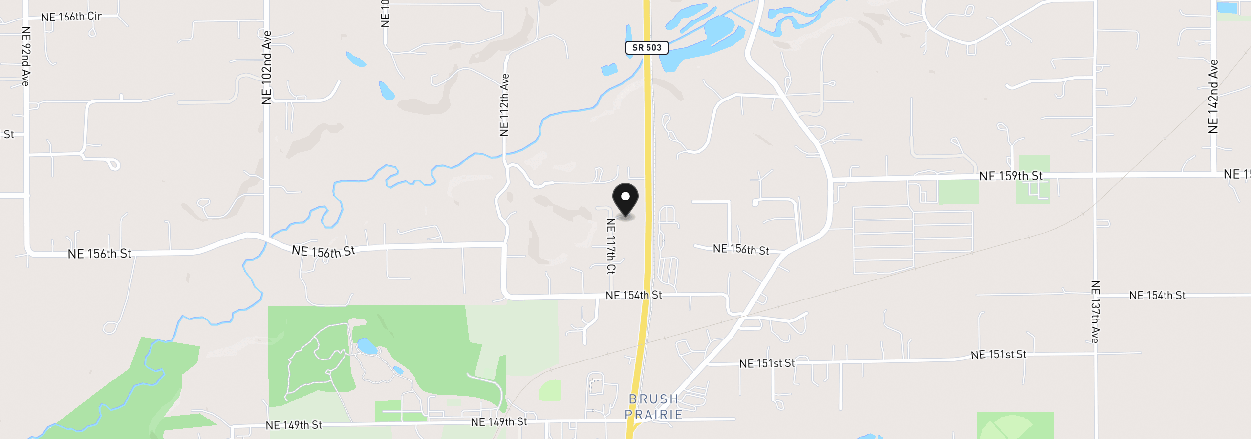 Map showing the location of 15711 NE 117th Ct, Brush Prairie, Wa 98606