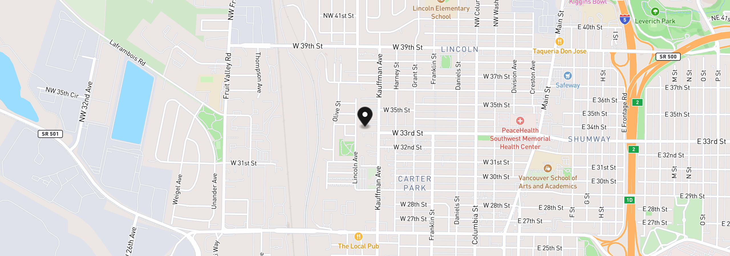 Map showing the location of 3300 Kauffman Ave 18, Vancouver, Wa 98660