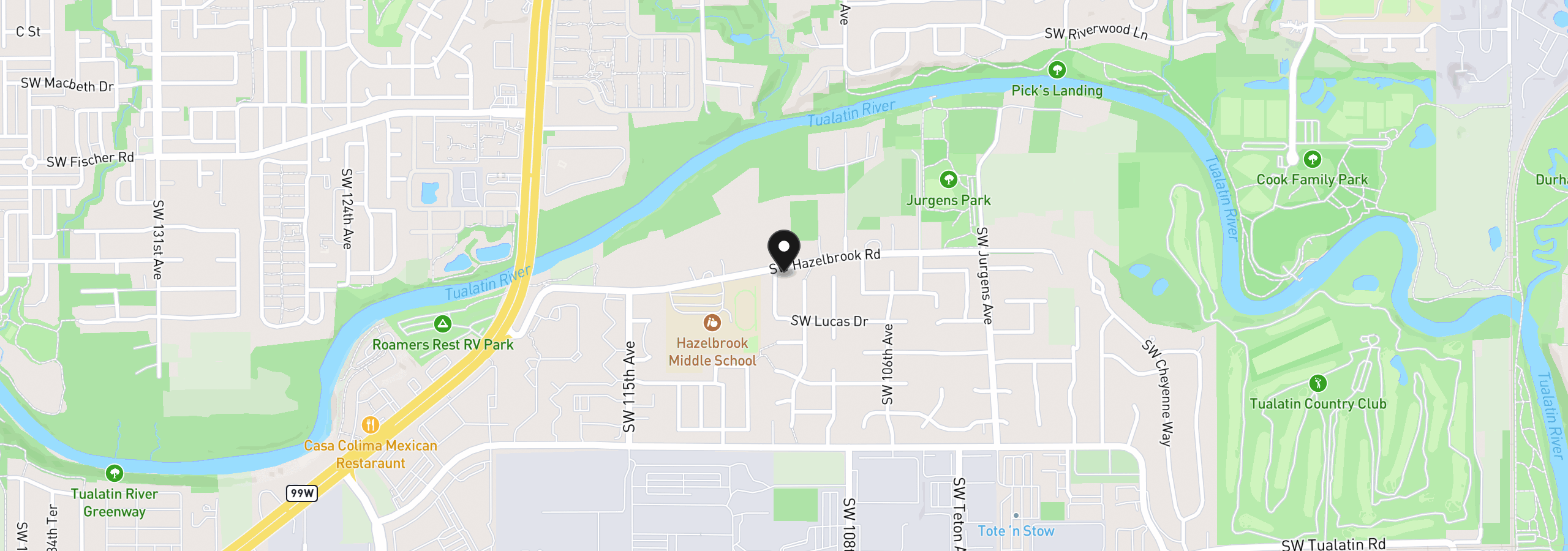 Map showing the location of 17430 SW 111th Ave, Tualatin, OR 97062