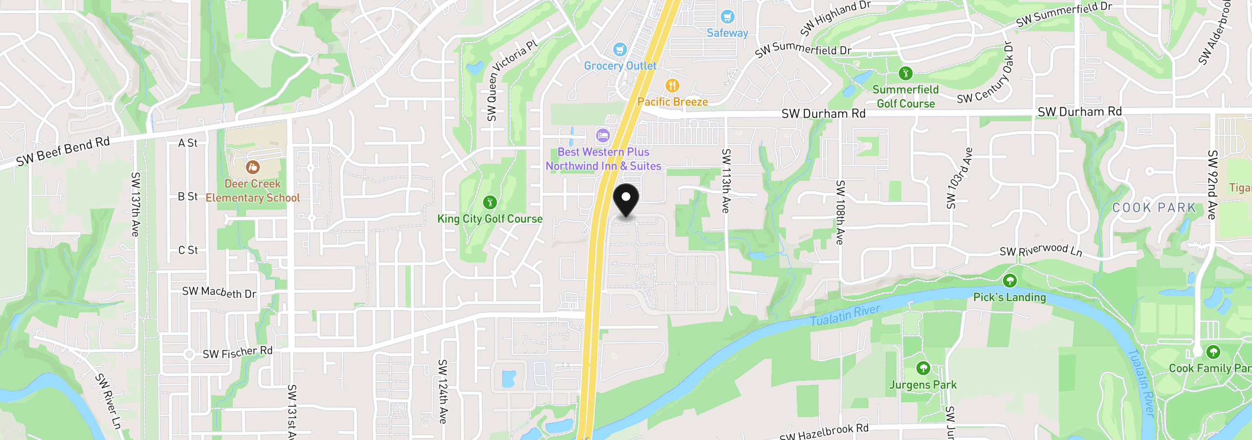Map showing the location of 11624 SW Royal Villa Dr, Portland, OR 97224