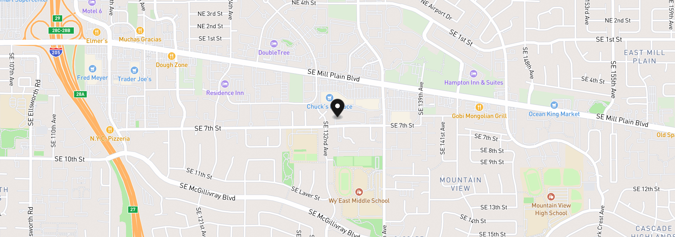 Map showing the location of 13210 SE 7th St N62, Vancouver, Wa 98683