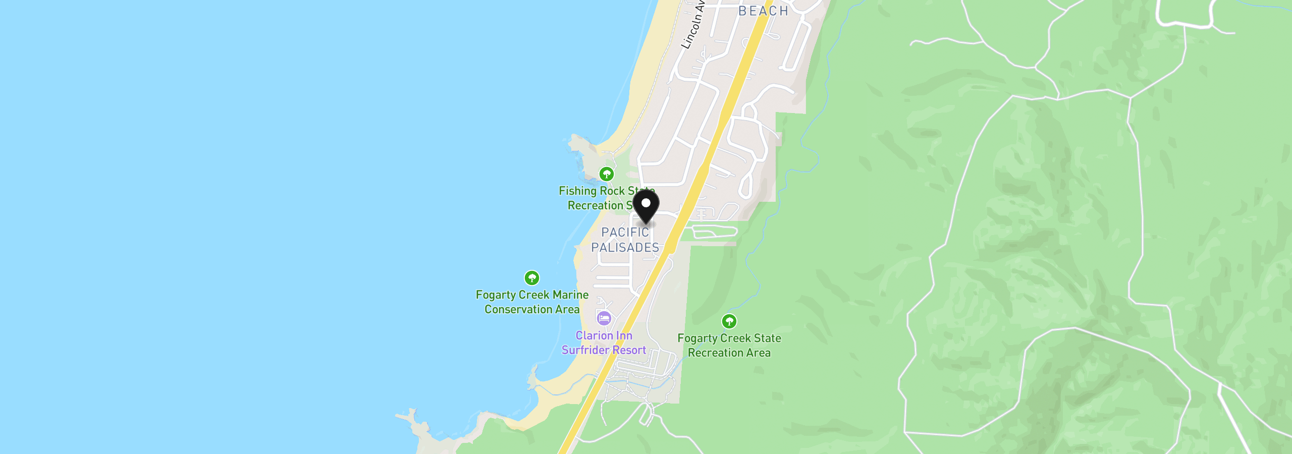 Map showing the location of 3335 Chinook Ave, Depoe Bay, OR 97341