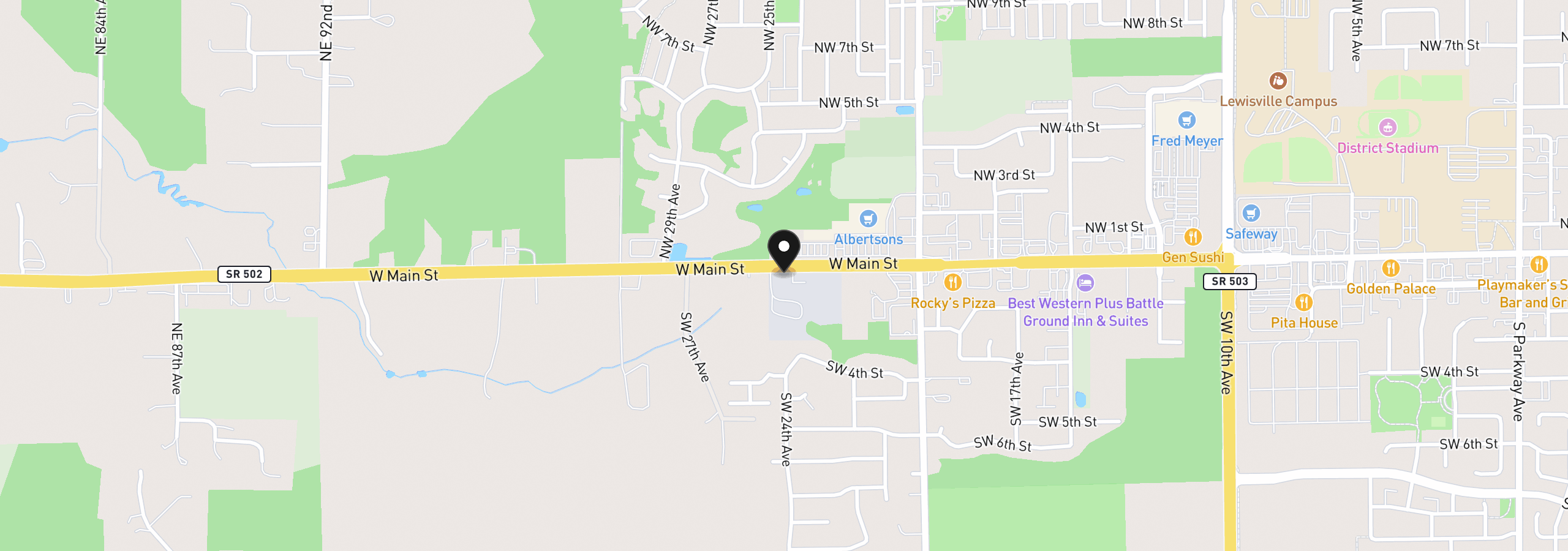 Map showing the location of W Main St, Battle Ground, Wa 98604