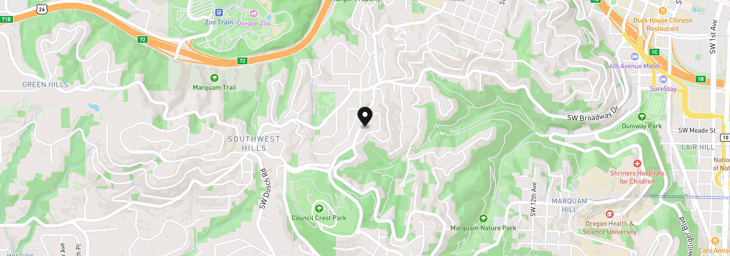 Map showing the location of 2719 SW Talbot Rd, Portland, OR 97201