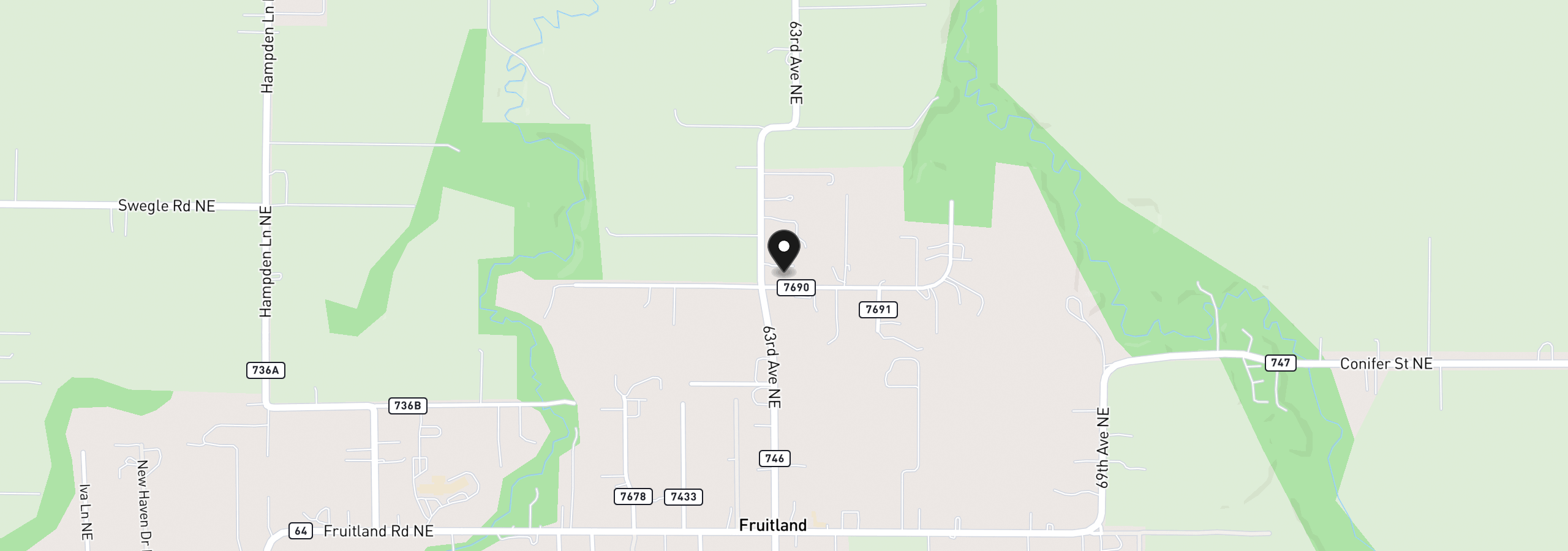 Map showing the location of 1352 63rd Ave NE, Salem, OR 97317