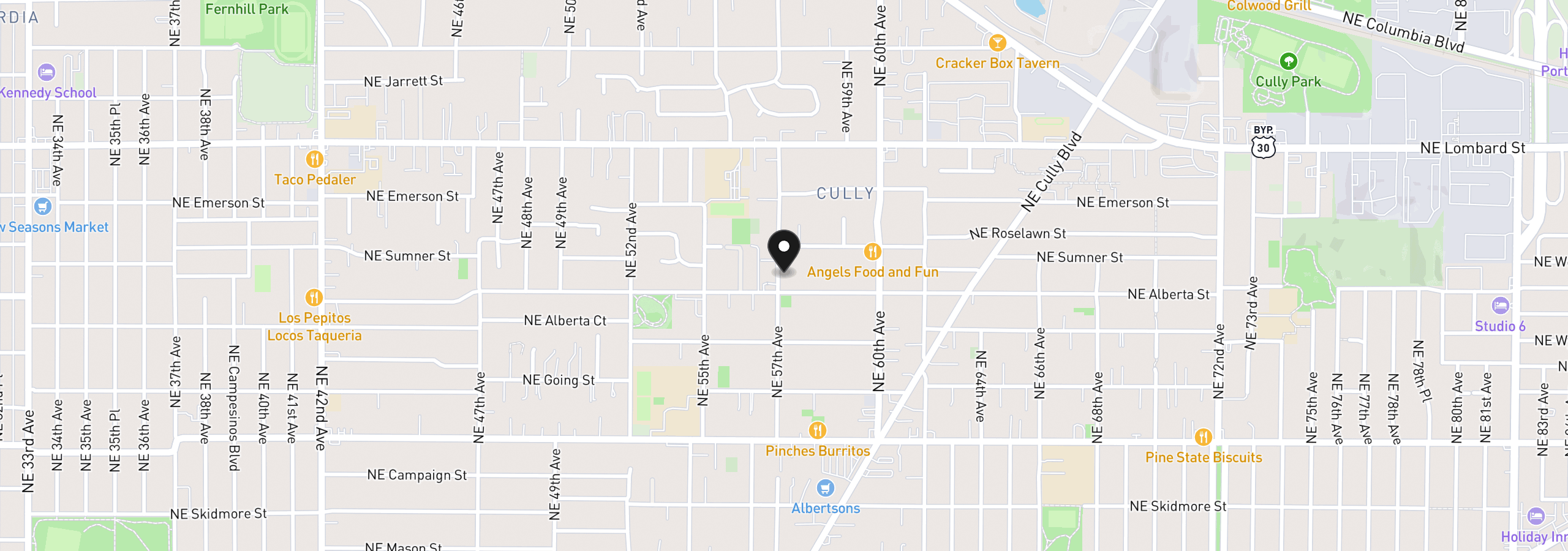 Map showing the location of 5026 NE 57th Ave, Portland, OR 97218